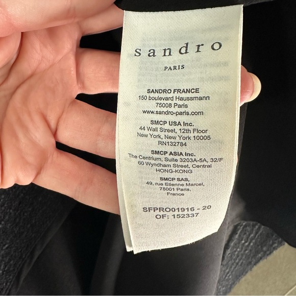 NWT SANDRO Black Tweed Short Peter Pan Collar Dress SZ EUR 34 US 2 XS - Picture 9 of 11